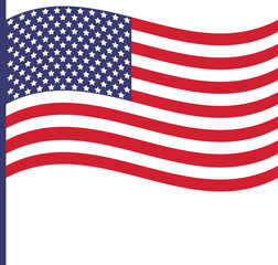 Fototapeta premium American USA Flag clip art design on plain white transparent isolated background for card, shirt, hoodie, sweatshirt, apparel, card, tag, mug, icon, poster or badge