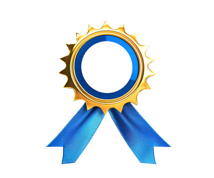 Shiny gold award ribbon with a blank center or celebration of achievements isolate on transparent background, png, cutout