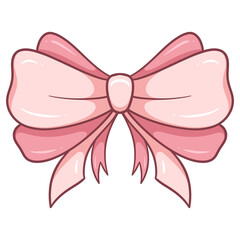 Adorable Coquette Pink Ribbon Bow Cartoon