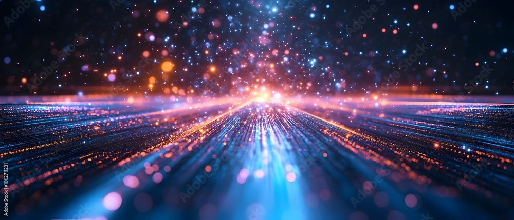 Poster holographic laser photons crafting immersive 3d virtual environments with visualization of futuristi