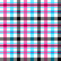 Vector neon multicolored Scottish checkered pattern of tartan. A grid-like pattern, geometric aesthetic of the design for different occasions such as fashion accessories like scarves or bags, home dec
