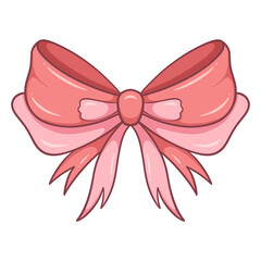 Adorable Coquette Pink Ribbon Bow Cartoon