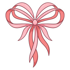 Adorable Coquette Pink Ribbon Bow Cartoon