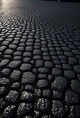 intricate detail freshly laid asphalt surface capturing smooth texture uniform pattern under natural lighting, pavement, road, blacktop, tar, material