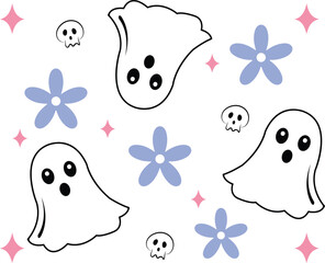 Ghost halloween clip art design on plain white transparent isolated background for card, shirt, hoodie, sweatshirt, apparel, card, tag, mug, icon, poster or badge
