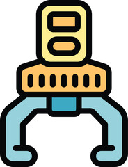 Robot claw holding nothing, futuristic technology icon illustration for design