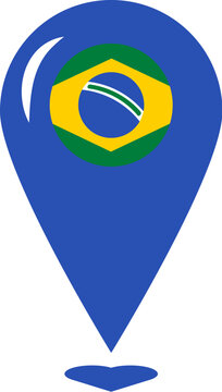 recommend clip art: A vibrant vector illustration of location pin in colors of Brazilian flag in a flat cartoon style. Tourism campaigns, design brochures, flyers, or packaging featuring the festive elements for unique a