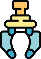 Simple outline color robotic arm icon representing automation