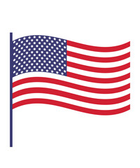 Obraz premium American USA Flag clip art design on plain white transparent isolated background for card, shirt, hoodie, sweatshirt, apparel, card, tag, mug, icon, poster or badge