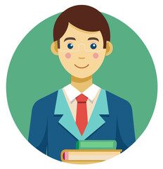 person with a book, teacher illustration.