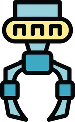 Industrial robot claw holding an invisible object, ready to move it