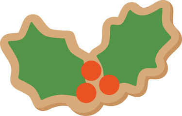 シンプルなひいらぎの飾りのクッキーのベクターイラスト