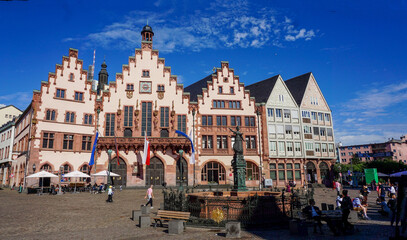 Fototapeta premium View of Romerplatz, the medieval town hall of Frankfurt am Main, Germany.