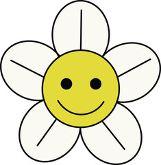 Set of Isolated Retro 70s 90s Groovy Elements Cute Hippy Stickers