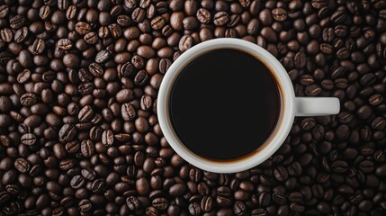 Fototapeta premium Aromatic Coffee Cup Amongst Beans in a Cozy Ambience Celebrating International Coffee Day and Coffee Affection