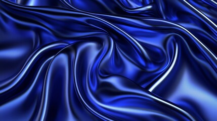 Fototapeta premium Elegant blue silk fabric texture with flowing waves on a smooth surface.