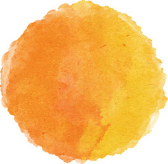 Watercolor circle brush mark yellow color