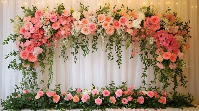 Beautifully Customized Floral Arch Backdrop for Elegant Event   Vibrant Flowers Lush Foliage and Custom Colors to Match Any Theme or Occasion