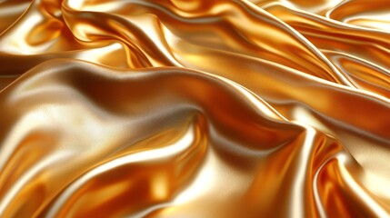 Shimmering gold fabric draped in elegant waves, creating a luxurious appearance.