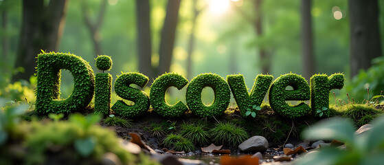 Discover word made from outdoor wilderness treetop lettering