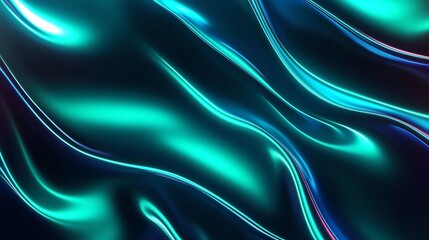 Obraz premium Abstract fluid waves with teal and blue hues, smooth texture.