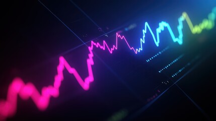 Vibrant digital data visualization with colorful trend lines