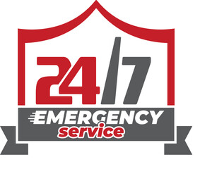 24 Hours emergency service label design