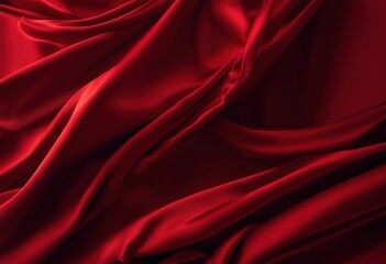 Obraz premium lush vivid red fabric cascading elegantly bathed soft light creating captivating visual display textures rich colors, curtain, drapery, textile, shade