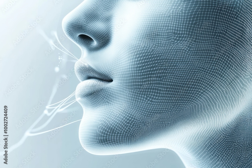 Aufkleber abstract representation of skincare procedures illustrated with lines and dots against a soft backgr