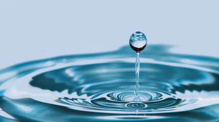 Glistening Water Droplet, a close-up view of a single water droplet resting on a smooth surface, showcasing intricate details and a clear backdrop ideal for text placement.