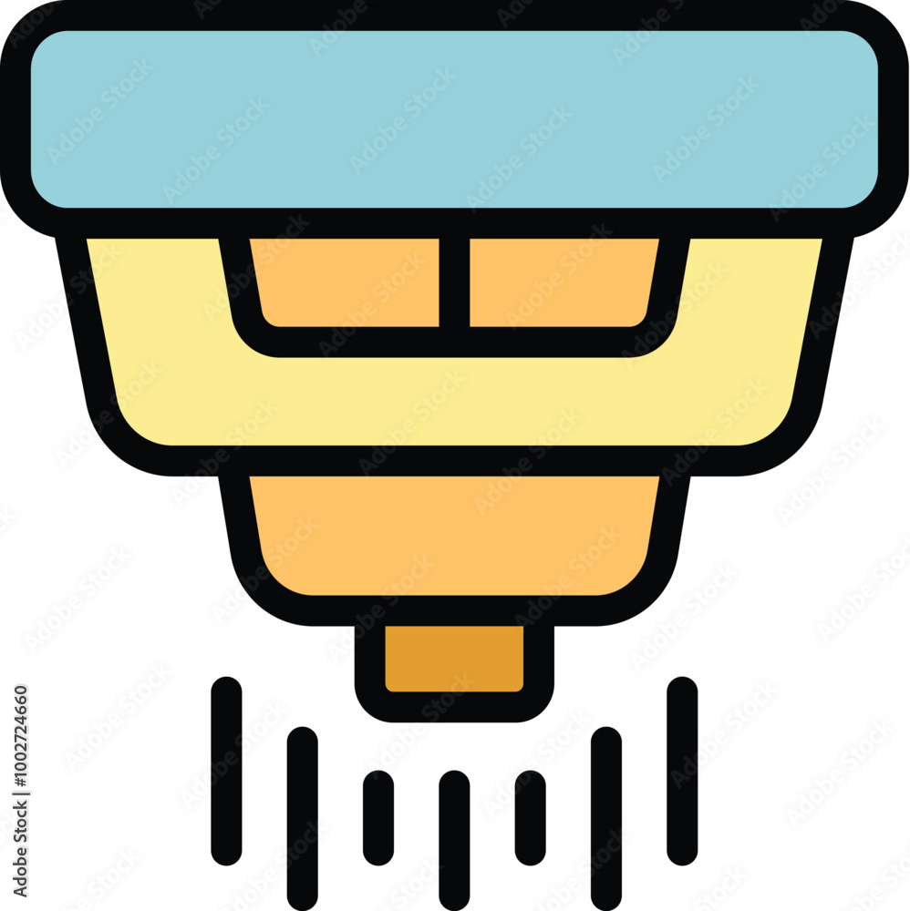 Poster smoke detector detecting smoke with sensor icon