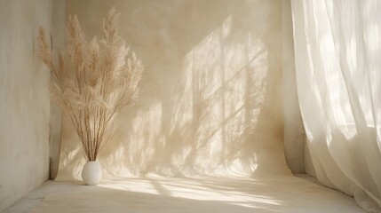 Textured neutral toned fabric backdrop with soft natural lighting creating a minimal serene and calming studio environment perfect for photography product shots and displays