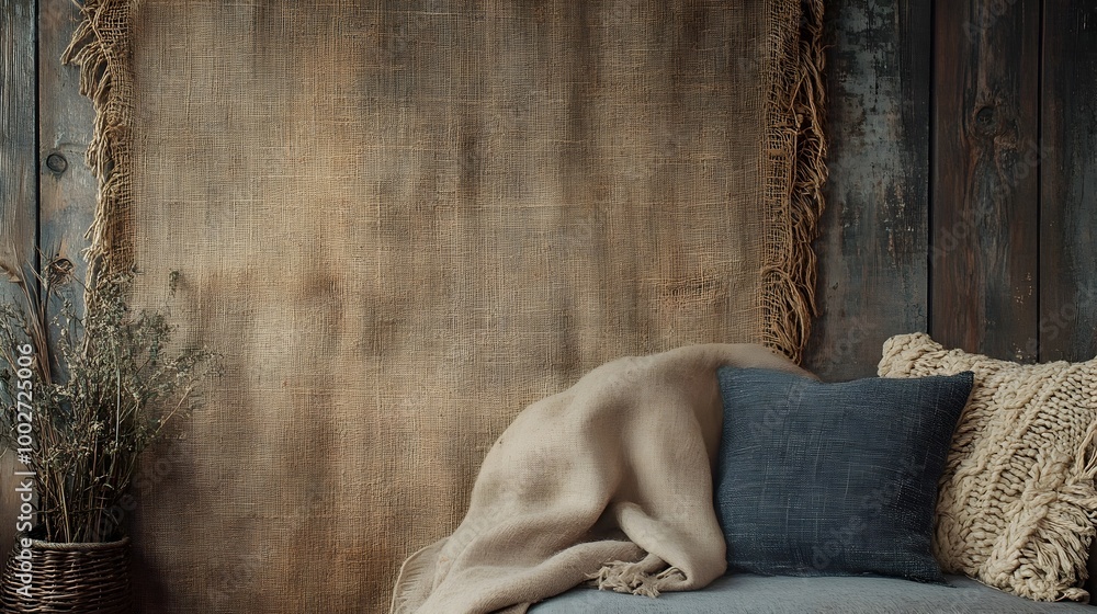 Poster vintage inspired canvas fabric with natural textures and patterns creating a warm rustic and timeles