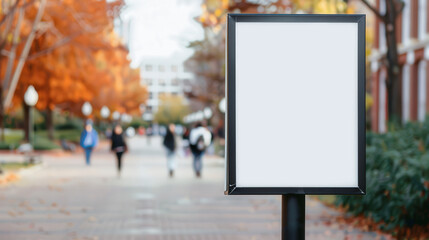 Vacant Billboard on Campus, Unused Advertising Space Amidst Students, Opportunities for Educational Promotions and Community Engagement