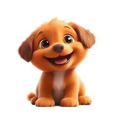 Adorable 3D Cartoon of a Mischievous Puppy Icon on a Transparent Background with a Cheerful,Playful Expression