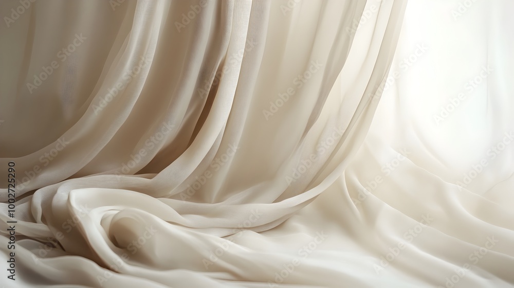 Aufkleber elegant flowing fabric folds creating a soft neutral and professional photography backdrop the subtl