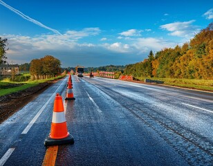 road works and secondary road closed to traffic 