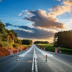 road works and secondary road closed to traffic 