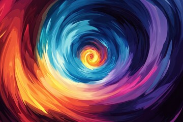 Abstract swirling artwork with vibrant colors and a central light source