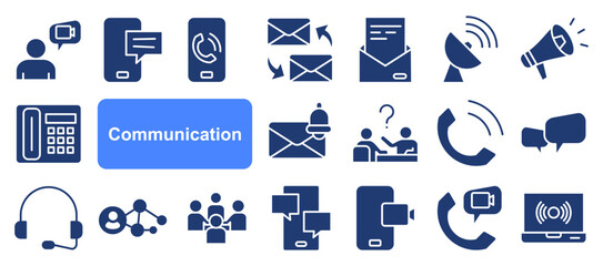 Fototapeta premium comunication vector thin line icons set for web design