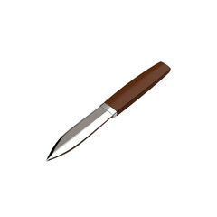 Sharp Brown-Handled Knife Isolated on White Background