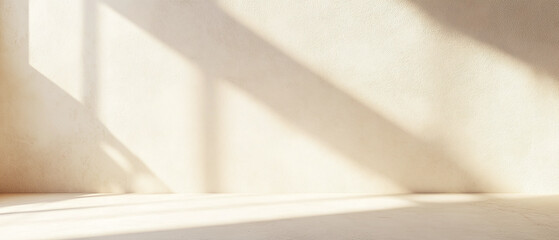 Obraz premium White wall with subtle light beige backdrop, ideal for product displays with soft shadows