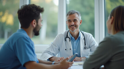 Obraz premium Professional Doctor Consultation and Medical Care Image – Healthcare Provider Offering Advice and Patient Consultation