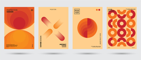 Abstract collection of geometric shapes backgrounds. Brutal contemporary figure circle oval wave patterns. Vintage color, cover, groovy, trippy, decoration, geometric, banner. Swiss design aesthetic