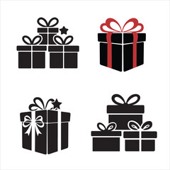 set of christmas gift silhouette