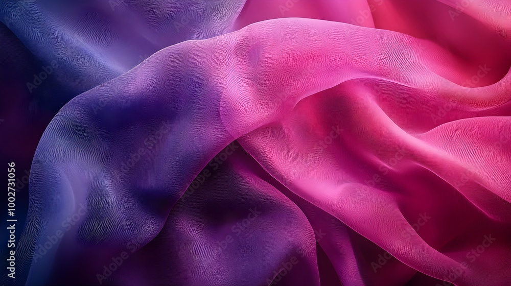 Poster mesmerizing abstract fabric drape with dynamic flowing lines in vivid shades of purple and pink crea