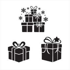 set of christmas gift silhouette