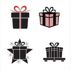 set of christmas gift silhouette