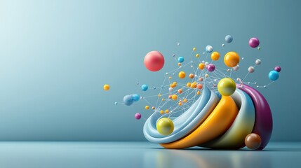 Integral calculus with 3D graph, colorful math concept