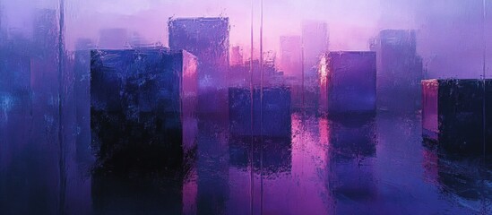 Digital Cityscape in Purple Hues